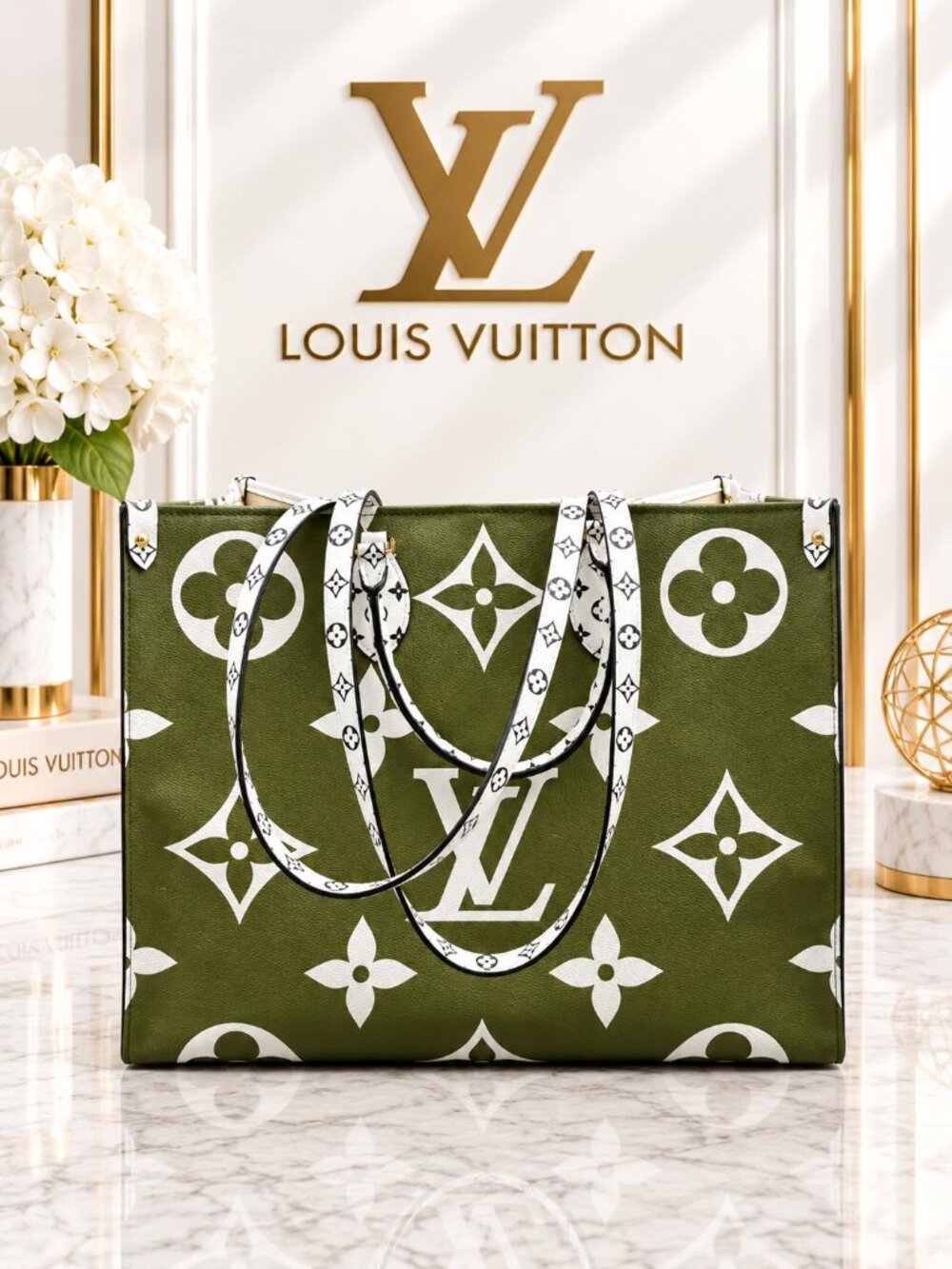 Authentic Louis Vuitton OnTheGo GM Giant Monogram Canvas Tote Bag